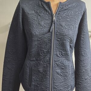 Isaac Mizrahi Textured Black Bomber Jacket